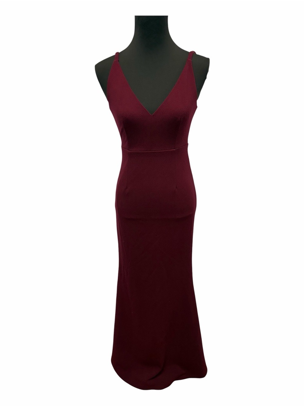 Lulus Small Burgundy Wine Deep V Neck Sleeveless Maxi Dress Formal Evening Gown